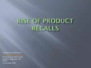 Rise of Product Recalls