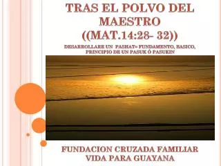 tras el polvo del maestro mat 14 28 32