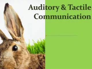Auditory &amp; Tactile Communication