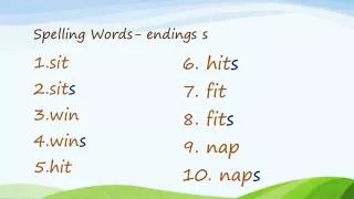 Spelling Words- endings s