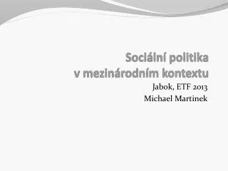 soci ln politika v mezin rodn m kontextu