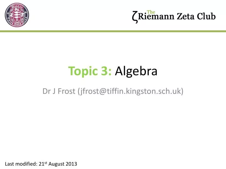 topic 3 algebra