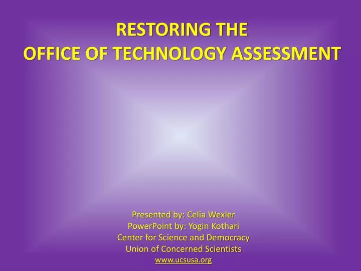 restoring the office of technology assessment