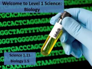 Welcome to Level 1 Science: Biology
