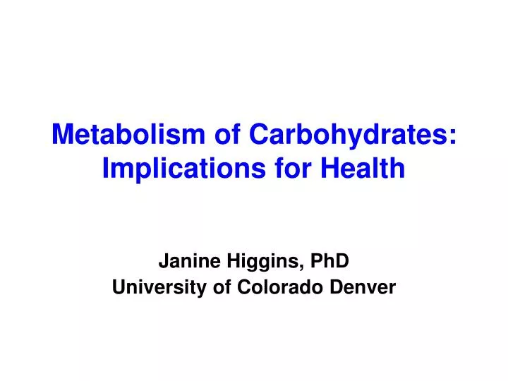 metabolism of carbohydrates implications for health