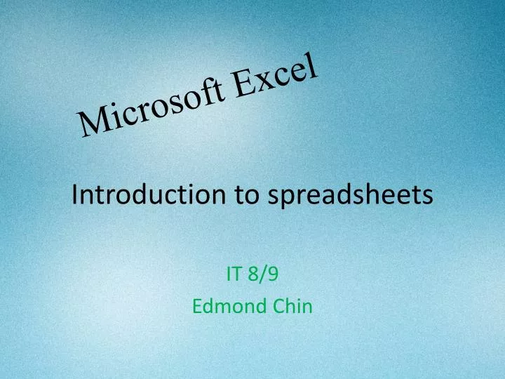 introduction to spreadsheets