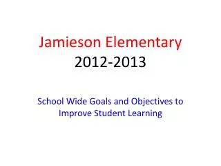 Jamieson Elementary 2012-2013