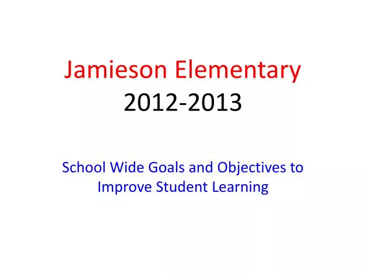jamieson elementary 2012 2013