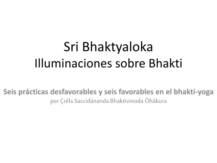sri bhaktyaloka illuminaciones sobre bhakti