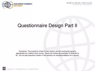 Questionnaire Design Part II