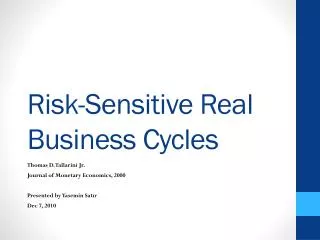 Risk-Sensitive Real Business Cycles