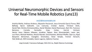 Universal Neuromorphic Devices and Sensors for Real-Time Mobile Robotics (uns13)