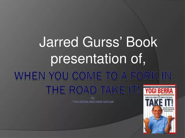 jarred gurss book presentation of