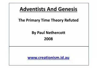 Adventists And Genesis