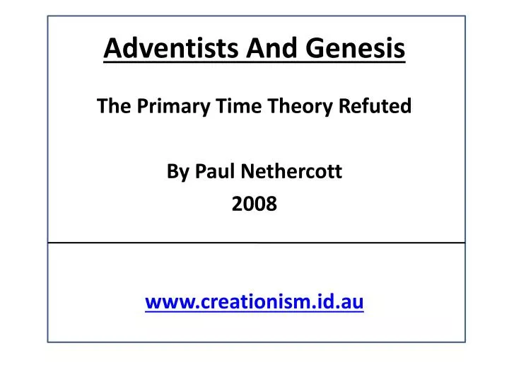 adventists and genesis