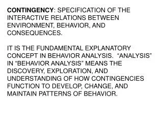 CONTINGENCY : SPECIFICATION OF THE