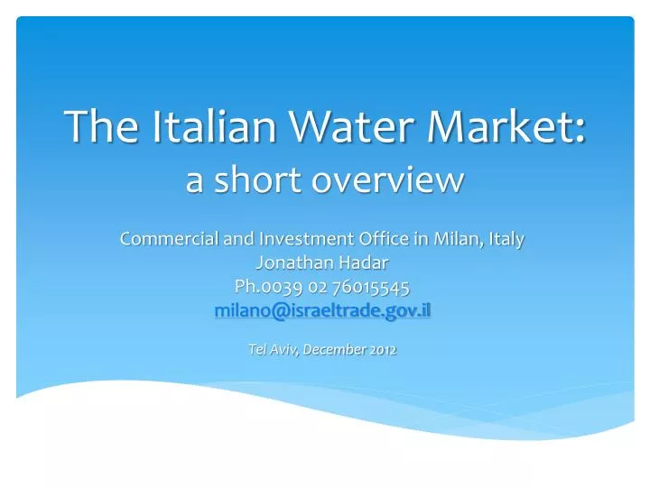 the italian water market a short overview