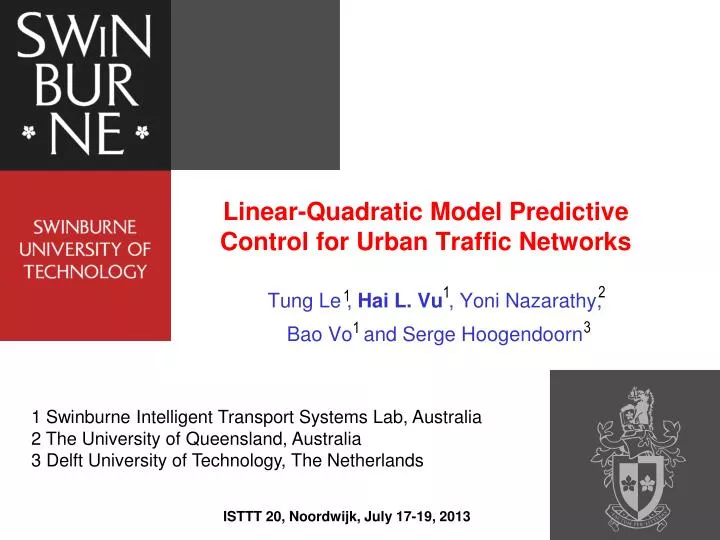 linear quadratic model predictive control for urban traffic networks