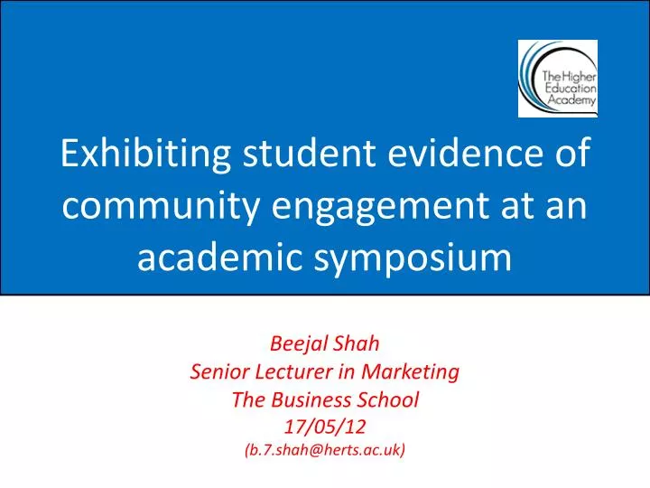 exhibiting student evidence of community engagement at an academic symposium