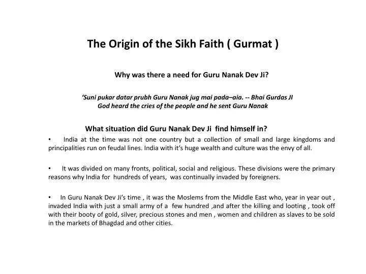 the origin of the sikh faith gurmat