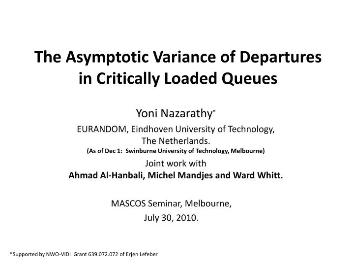 the asymptotic variance of departures in critically loaded queues