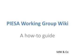 PIESA Working Group Wiki