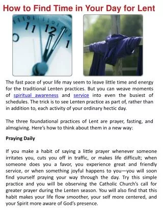 How to Find Time in Your Day for Lent