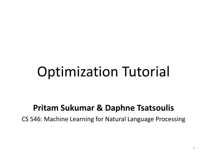 optimization tutorial