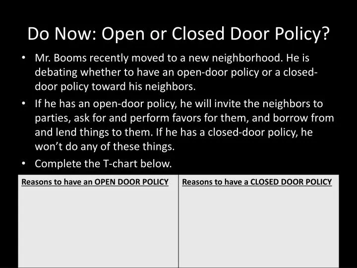 do now open or closed door policy