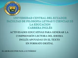 ACTIVIDADES EDUCATIVAS PARA GENERAR LA COMPRENSIÓN LECTORA DEL IDIOMA