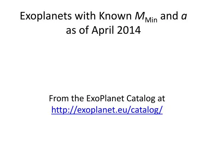 exoplanets with known m min and a as of april 2014