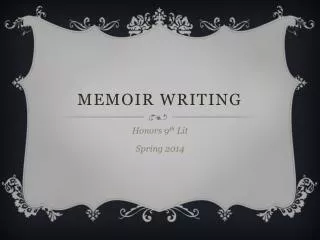 Memoir Writing