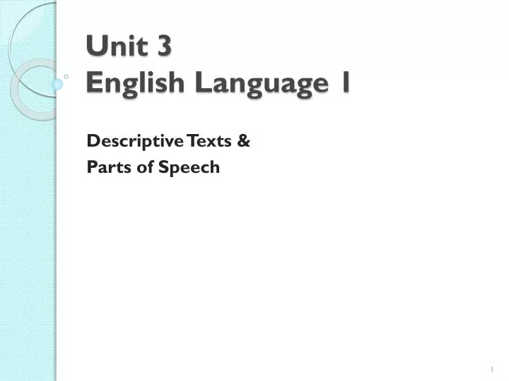 unit 3 english language 1