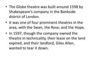 The History of the Globe Theatre