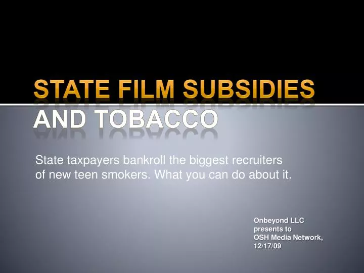 s tate film subsidies and tobacco