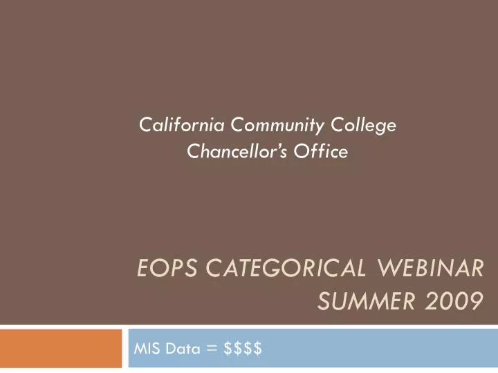 eops categorical webinar summer 2009