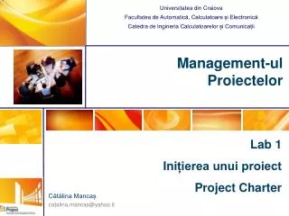 lab 1 ini ierea unui proiect project charter