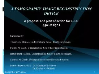 A Tomography Image Reconstruction Device