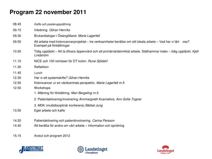program 22 november 2011