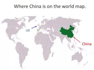Where China is on the world map.