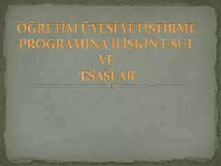ret m yes yet t rme programina l k n usul ve esaslar