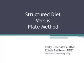 Structured Diet Versus Plate Method