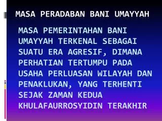 masa peradaban bani umayyah