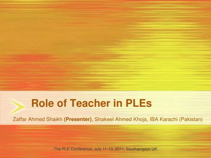 role of teacher in ples