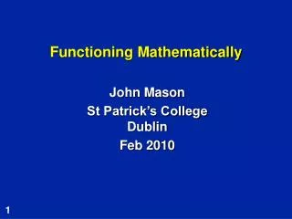 Functioning Mathematically