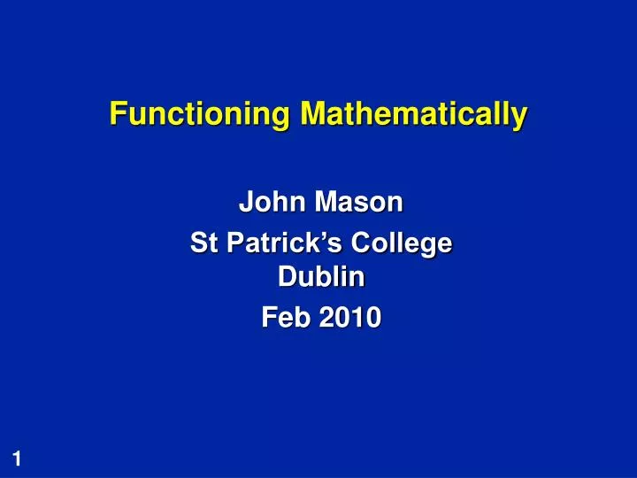 functioning mathematically