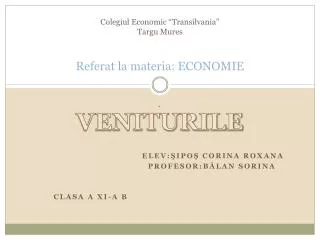 colegiul economic transilvania targu mures referat la materia economie