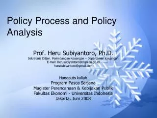 Policy Process and Policy Analysis
