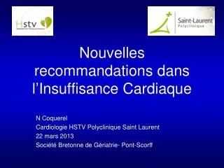 nouvelles recommandations dans l insuffisance cardiaque