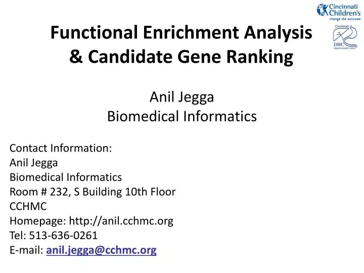 functional enrichment analysis candidate gene ranking